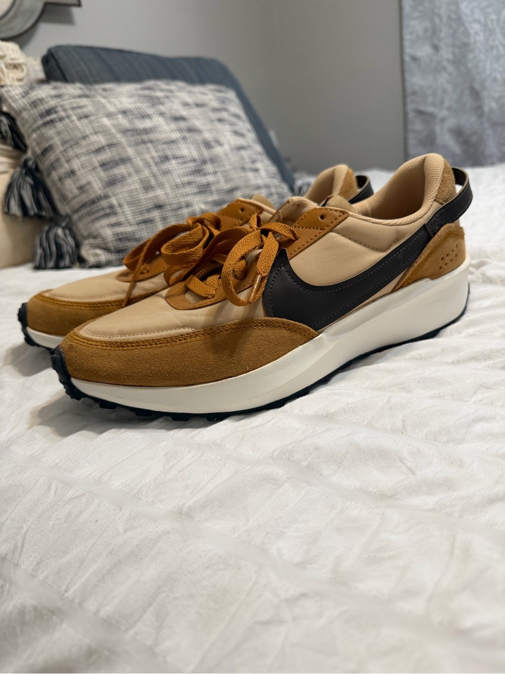 Nike Retro Runner Sneakers in Tan, Brown and Black Womens 11